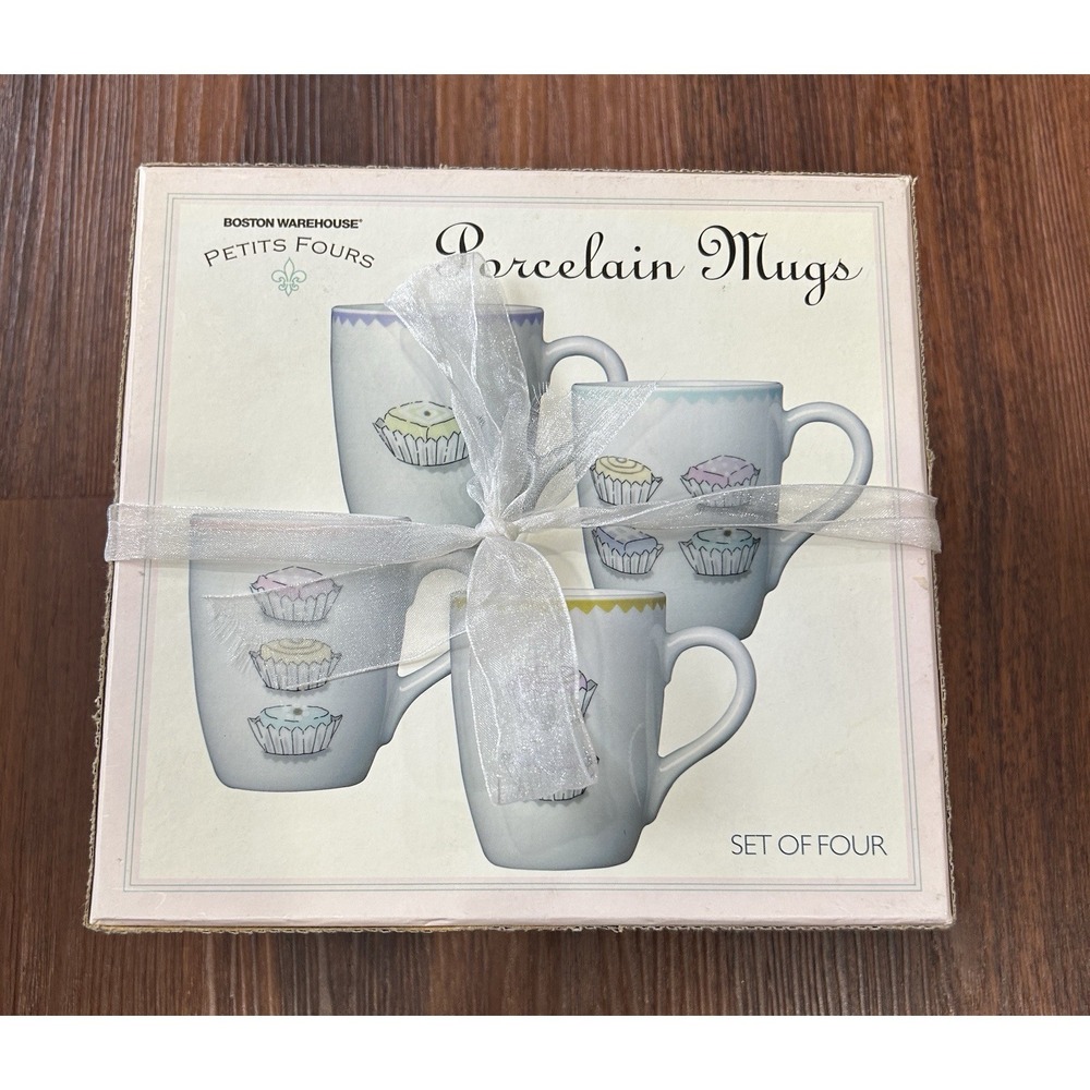 2003 Nancy‎ Green Boston Warehouse Petits 4 Set Of Cupcake Mugs Model 84531 New